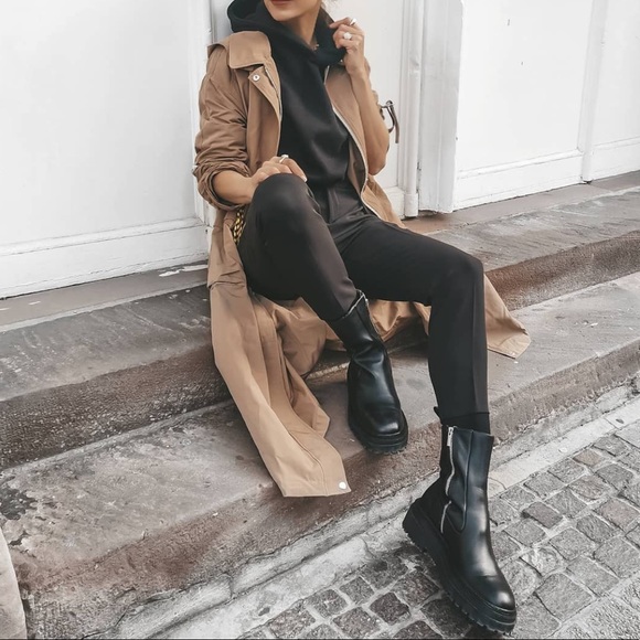 Zara Leather Ankle Boots with Lug Soles - Picture 12 of 16